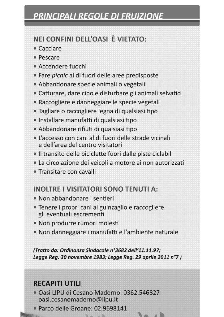 Estratto regolamento Oasi Lipu Cesano Maderno